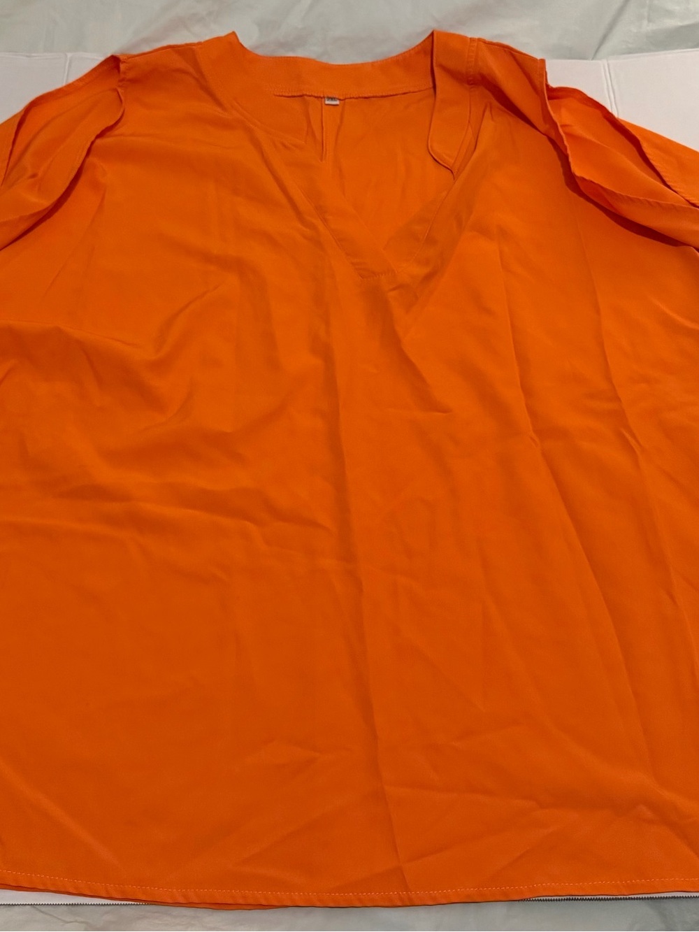 #102 XXL Woman's V-Neck Blouse Lightweight Orange dressy shirt